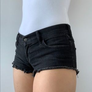 Hollister Black Low-Rise Denim Shorts